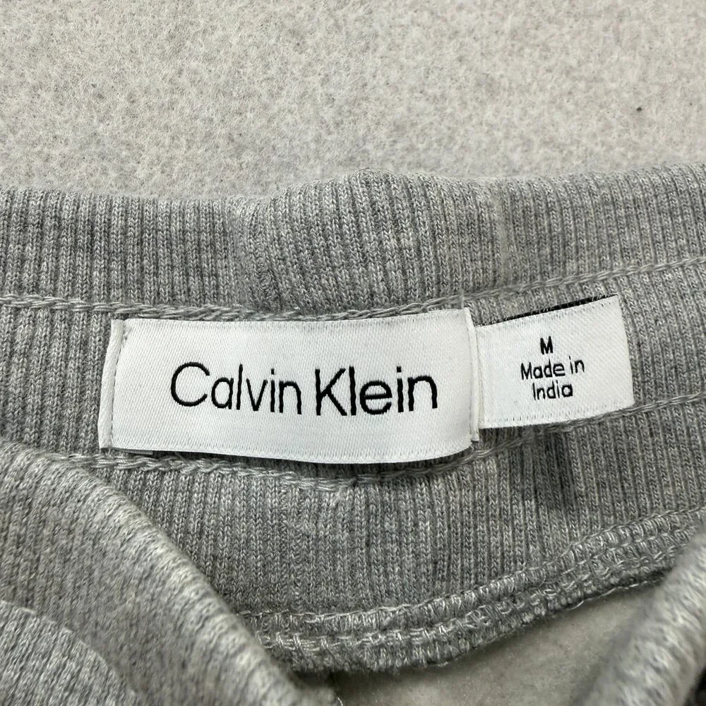 Calvin Klein Men's Heather Gray Fleece Shorts Drawstring Pockets Logo Size M
